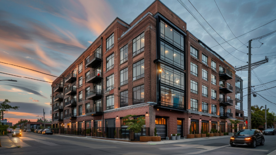 Looking up to the top of skyscrapers and the suns reflect